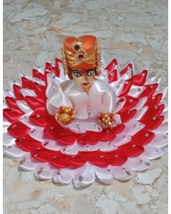 Laddu Gopal Red and white Ribbon dress